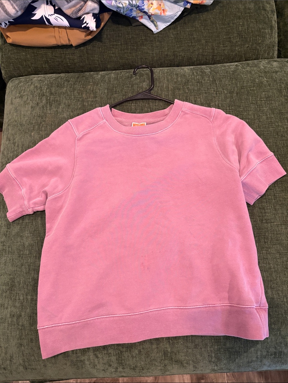 J. Crew Short-Sleeve Pullover Sweatshirt in Pink